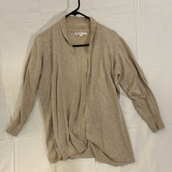 Tan Open-Front Cardigan Size Large from Cleo - Picture 1 of 4